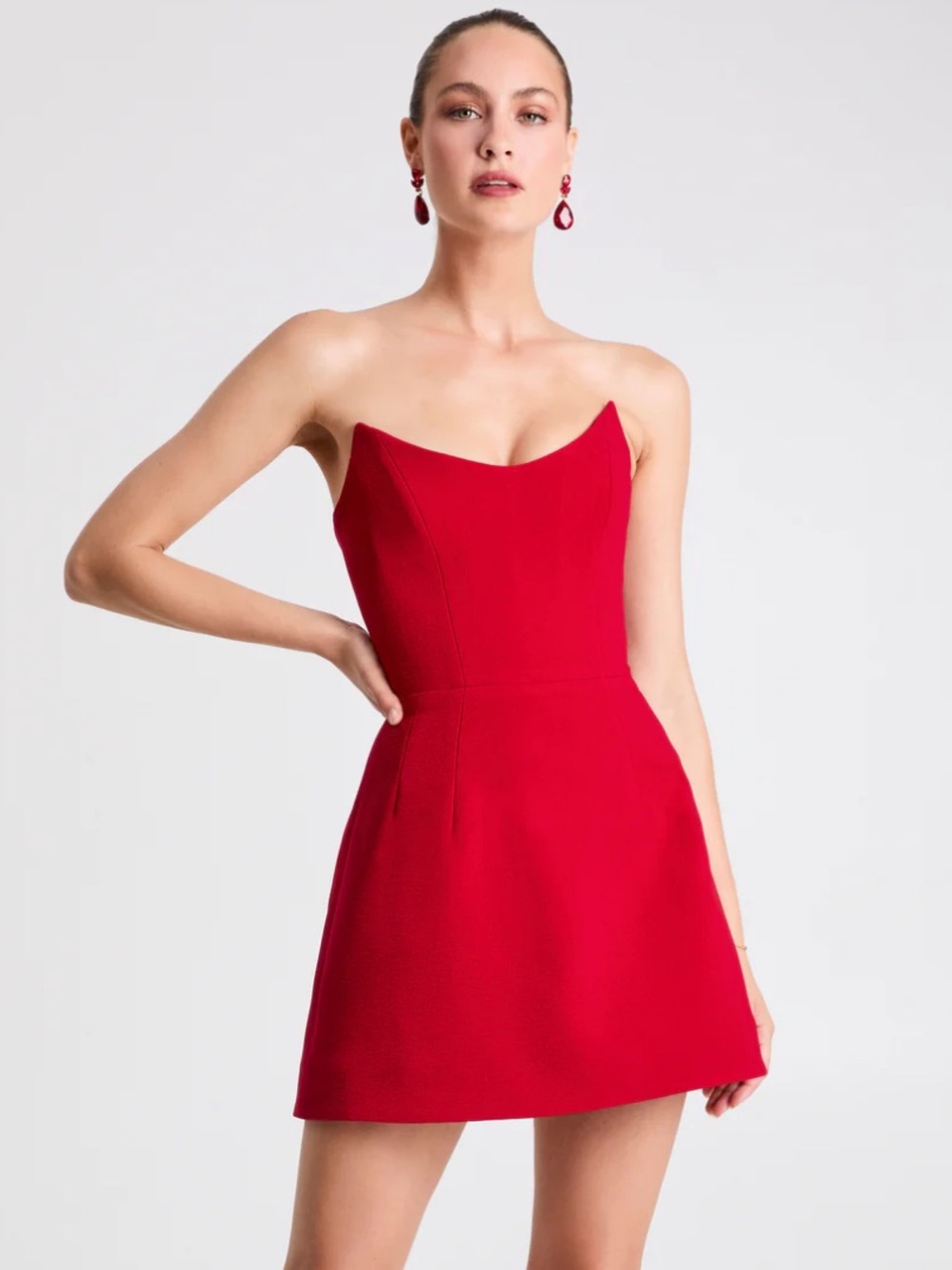 Helsi Eliza Fit & Flare Sculptural Strapless Mini Dress Size Large $385 MSRP
